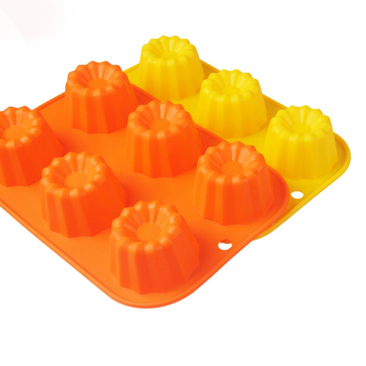 Baking Tool 6 Hole Red Orange High Temperature Resistant Silicone Chocolate Mold