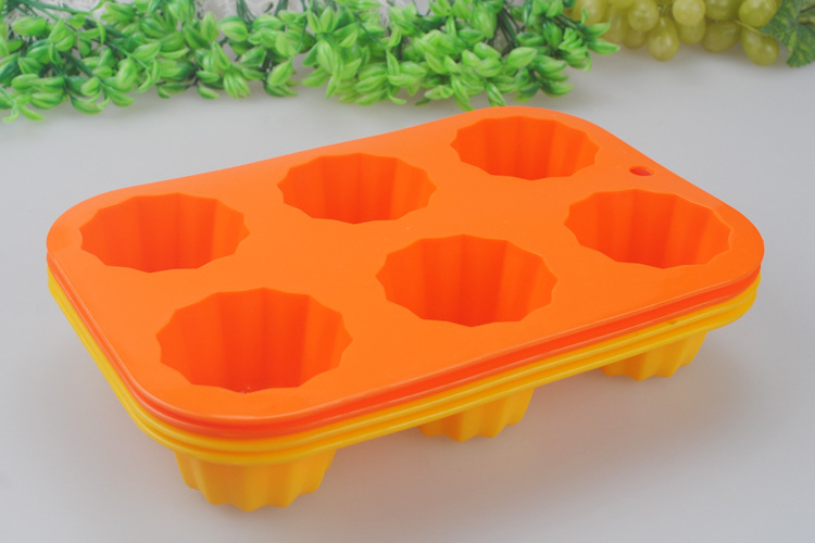 Baking Tool 6 Hole Red Orange High Temperature Resistant Silicone Chocolate Mold