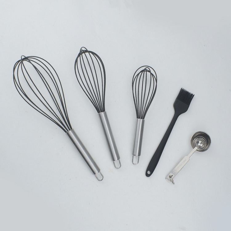 Black Silicone Whisk Measuring Spoon Brush Set