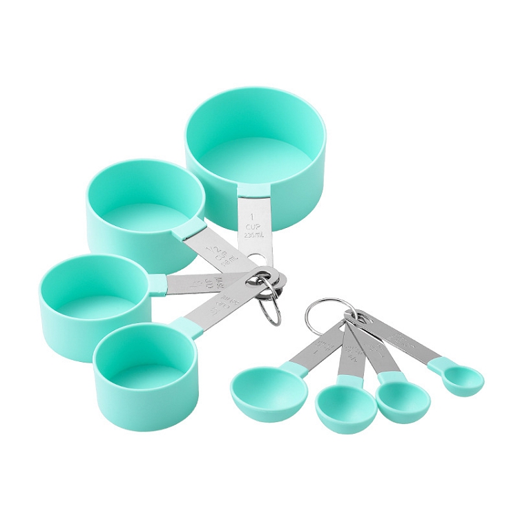 Stainless steel handle measuring cup 8pcsset plastic measuring spoon baking set kitchen gadget measuring spoon