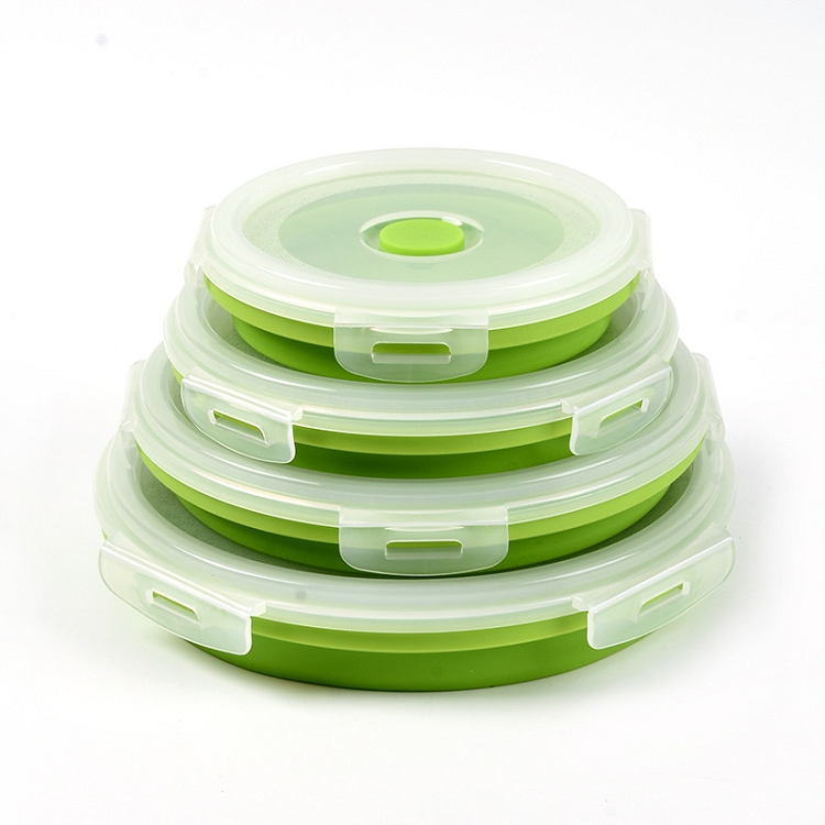 Microwavable Silicone Food Storage Containers Collapsible Lunch Box Hot Sales Snack Container 4 Sets