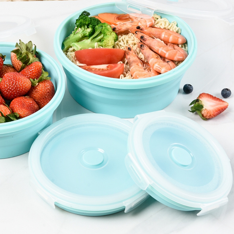 Microwavable Silicone Food Storage Containers Collapsible Lunch Box Hot Sales Snack Container 4 Sets