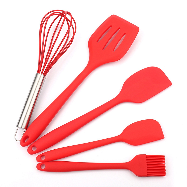 The most affordable household 5Pcs heat-resistant food silicone kitchen utensils cookware spatula set cookware accessory set