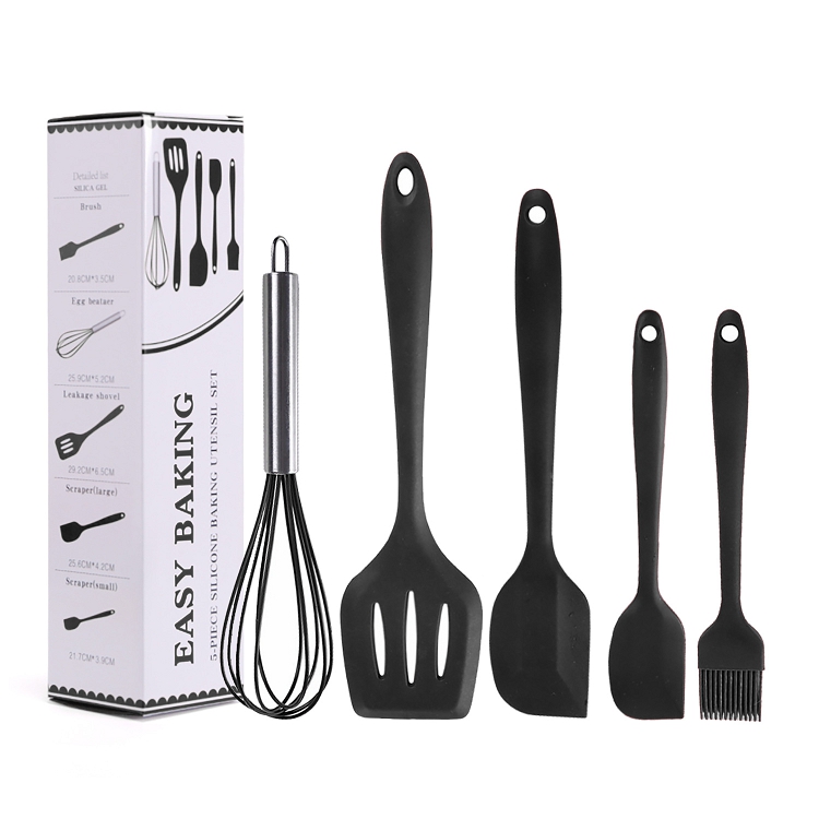 The most affordable household 5Pcs heat-resistant food silicone kitchen utensils cookware spatula set cookware accessory set