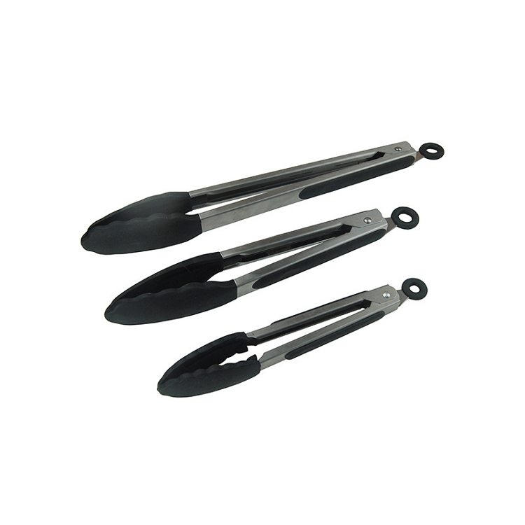High Grade Home Kitchen Cooking Stainless Steel Kitchen Serving BBQ Food Tongs Silicone Cooking Clip Baking Bread Tongs