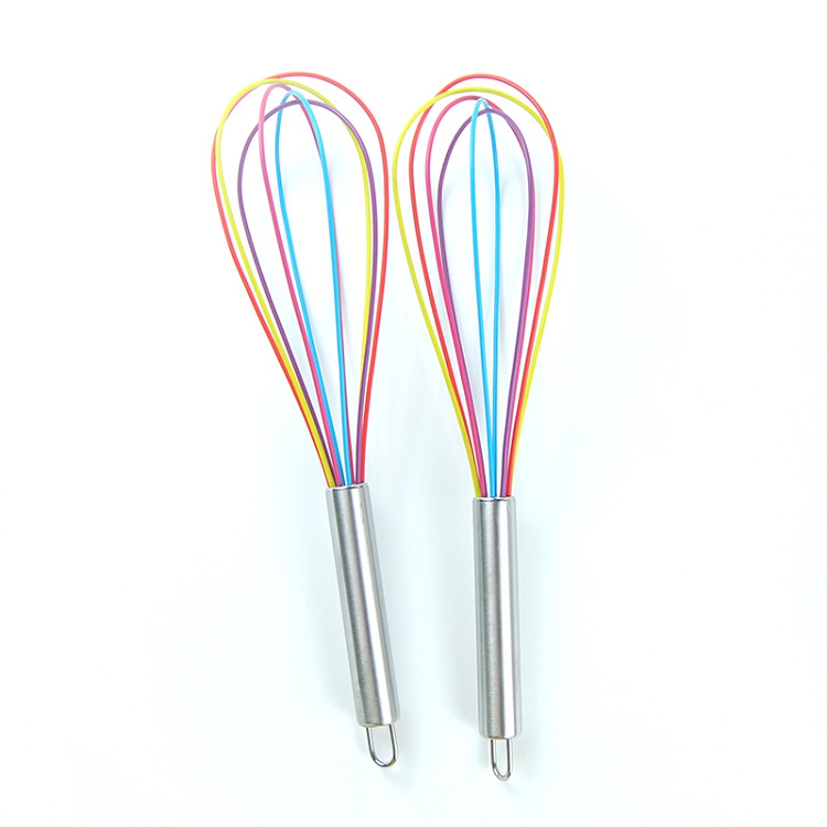 Clearance Sale 3piece of stainless steel handle silicone egg whisk for kitchen Blending Whisking Beating Stirring