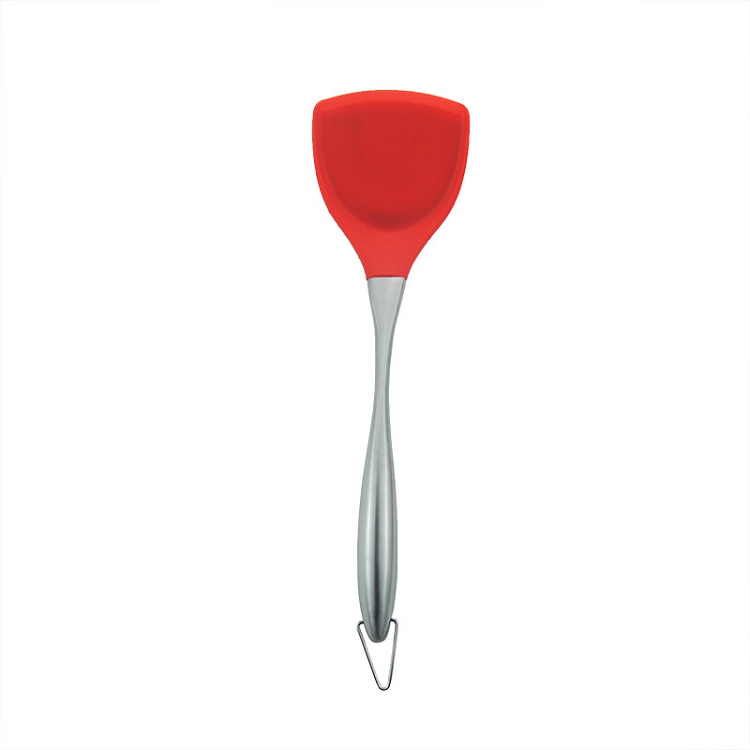 High Quality Silicone Kitchen Utensil With Stainless Steel Handle And Hanging Holder