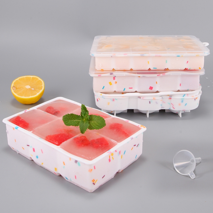 Samples White Gray Silicone 18 Squares silicone ice makers case ice cube tray with lid mold