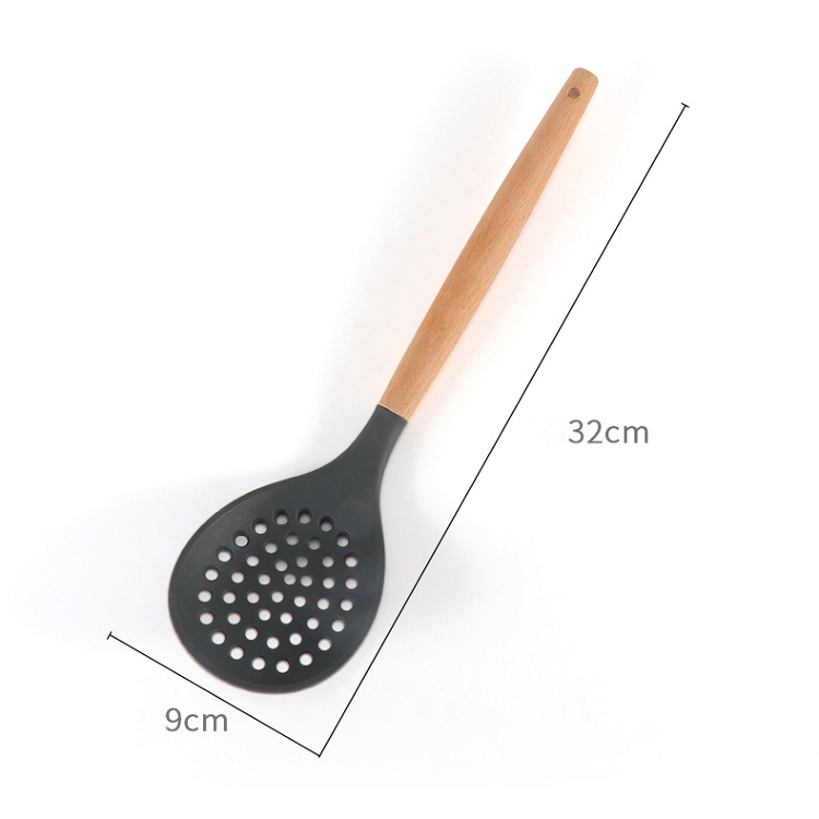 Amazon Hot selling names of cooking tool kitchen utensil silicone wood kitchen skimmer ladle