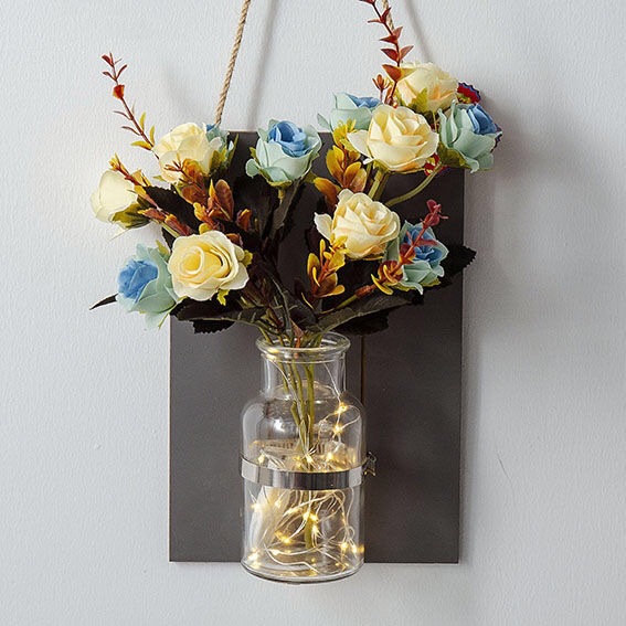 Ins wind wall decoration pendant imitation rose plant vase living room bedroom shop creative wall crafts