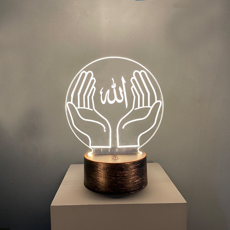 Amazon atmosphere 3D small night light creative acrylic lamp USB plug battery dual-use Arabic text message
