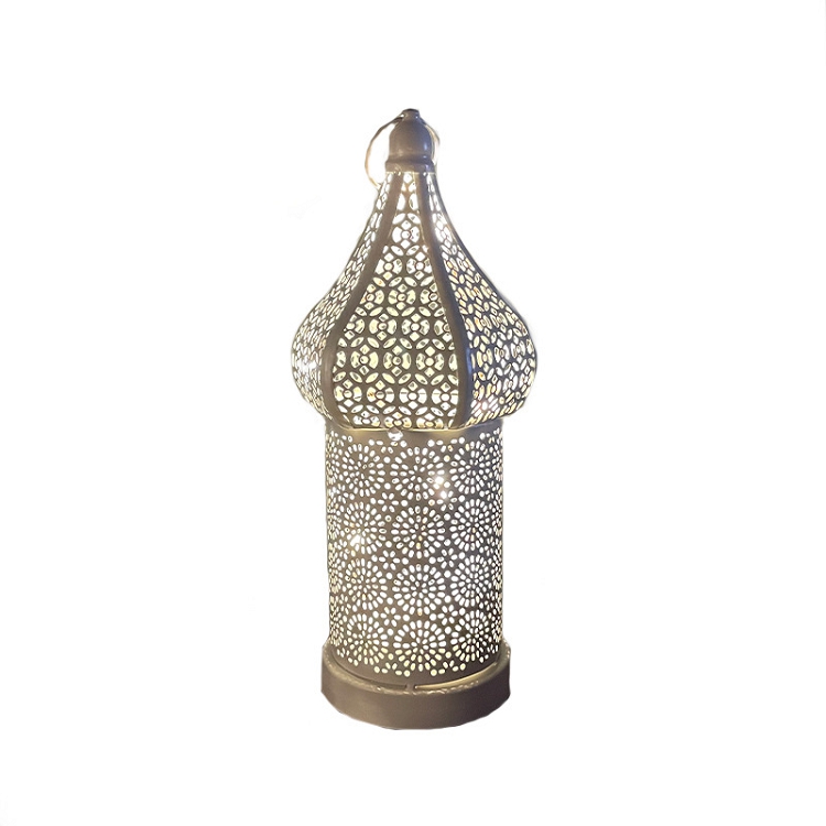 New Moroccan white hollow-out LED wind lamp iron lantern home bedroom living room atmosphere surrounding decorative lights and ornaments