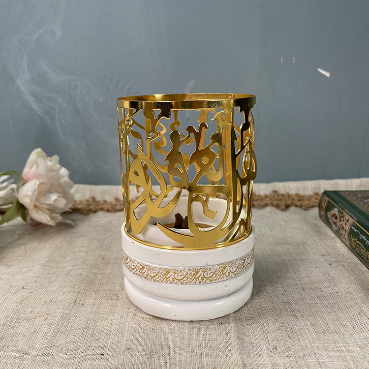 The new Arab creative aromatherapy burner electroplated gold Muslim aromatherapy burner set home decoration ornaments cross border