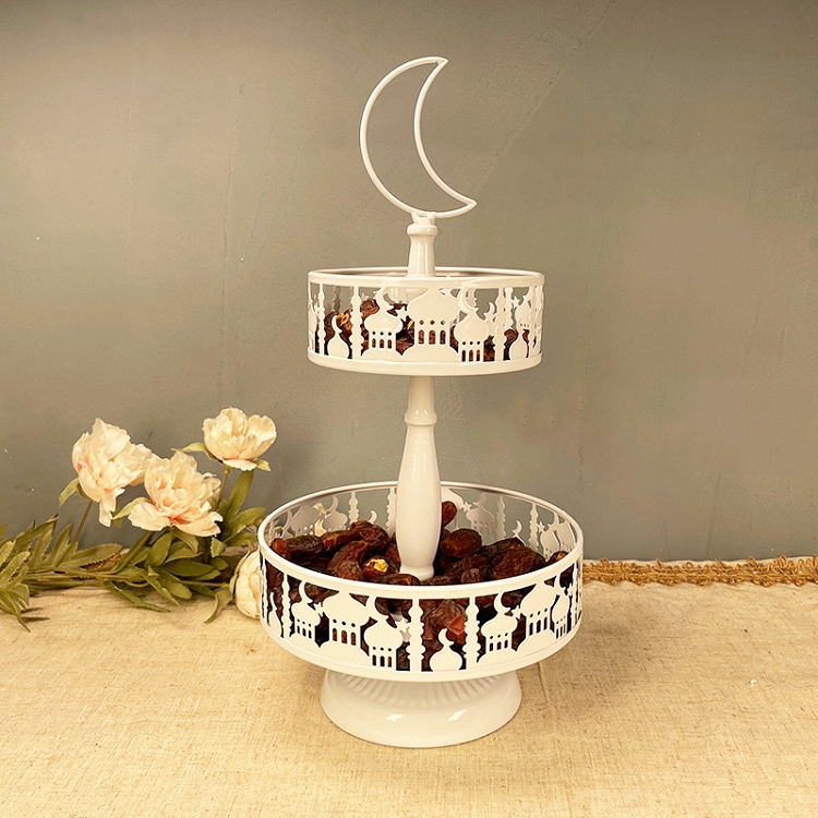 New European-style dessert table cake rack Two-layer Ramadan iron castle tray wedding holiday decoration candy rack