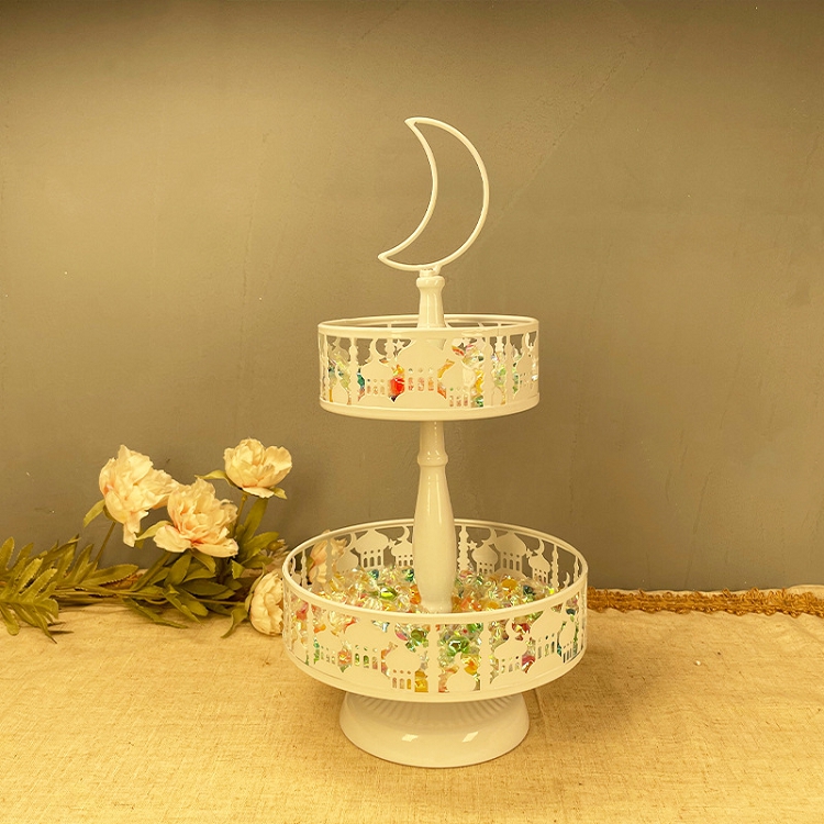 New European-style dessert table cake rack Two-layer Ramadan iron castle tray wedding holiday decoration candy rack