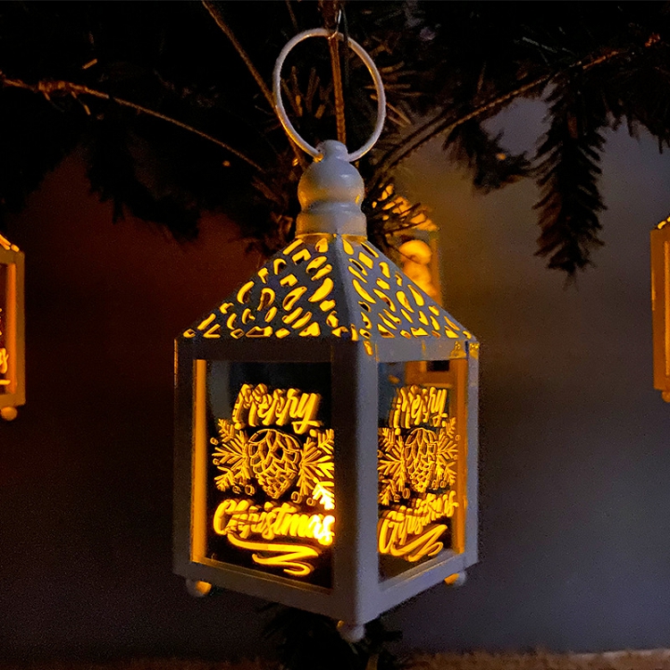 New Christmas ironwork wind lantern, small lantern, LED light decoration, elk snowman gift