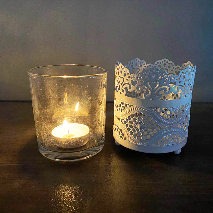 Cross-border European-style iron glass candlestick set home decoration Ramadan candle lamp Eid manufacturers for direct supply