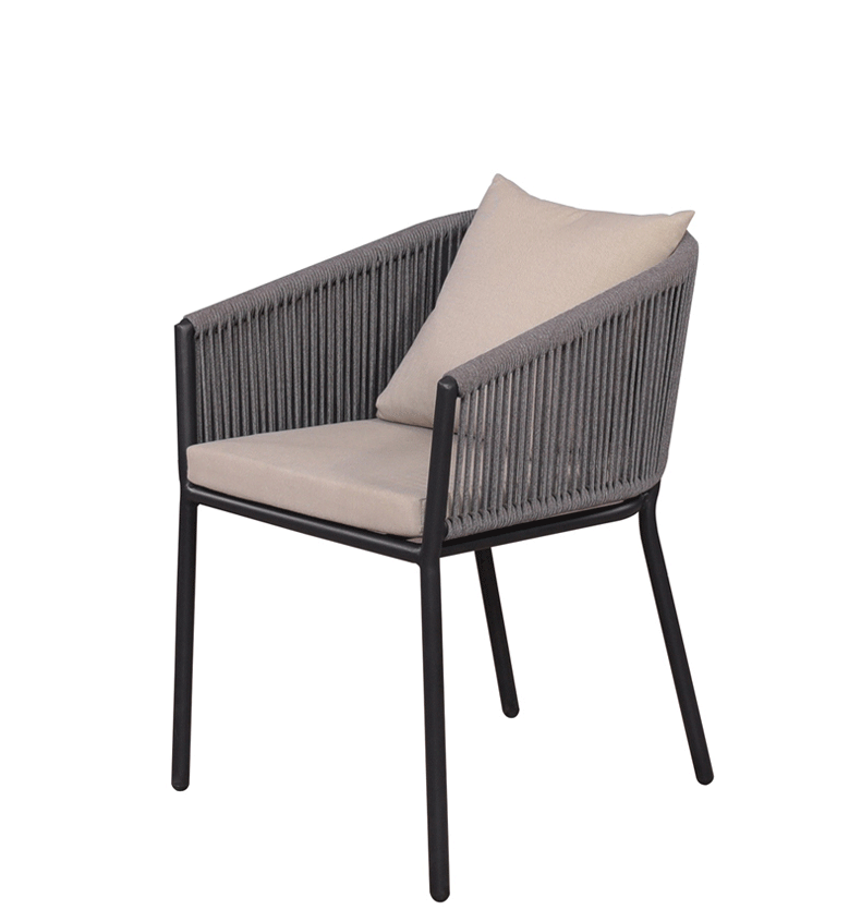 All weather rope outdoor furniture woven aluminum bistro garden dining chair modern