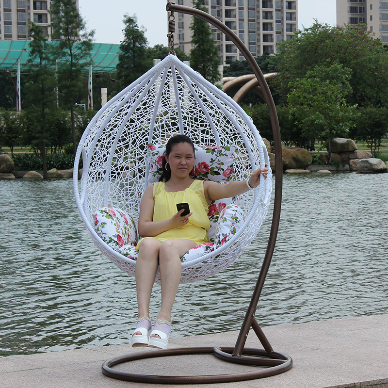 Light luxury outdoor leisure rattan chair hanging chair with cushion bird's nest shaped swing chair hanging egg shape