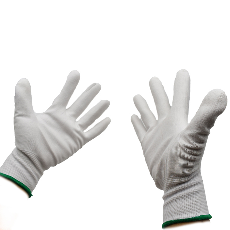 SH-003 Anti Slip Polyester Pu White Anti-Static Working Glove