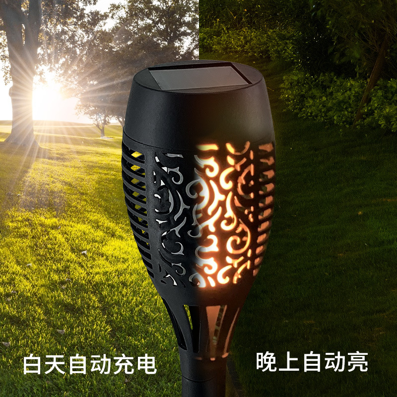 Solar Rechargeable Outdoor Use of 12LED Flame Garden Grond Light