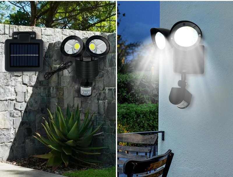 Solar Light Outdoor 24LED Human Body Induction Wall Light Split Garden Light Corridor Double-Head Street Light
