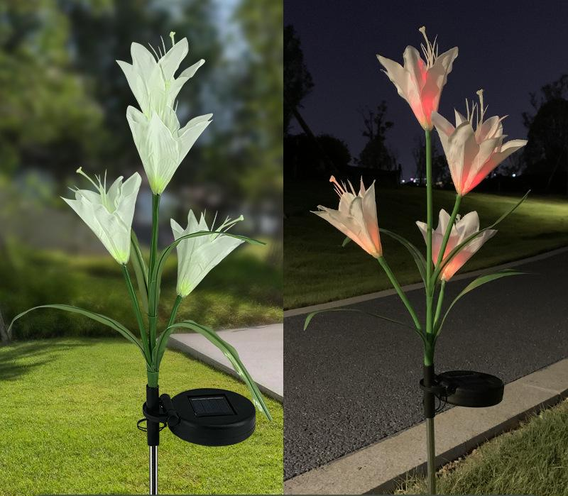 Solar decorative lamp factory custom-made outdoor solar multi-color lily lamps