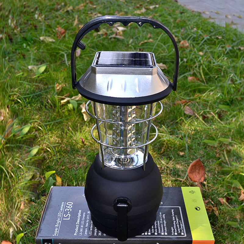 outdoor Hand Crank dynamo rechargeable Camping Garden tent lamp 36 LED Solar Light Lantern for emergency
