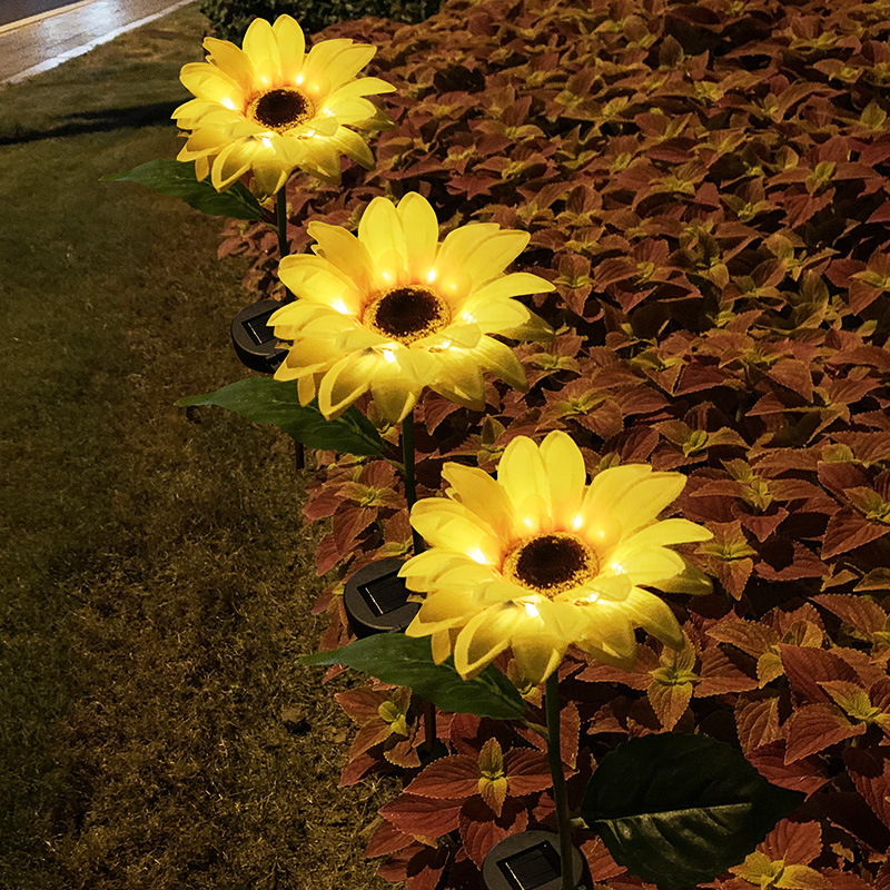 Outdoor Solar Sunflower 8led Plug-in Simulation Flower Light Plant Landscape Light Courtyard Garden Lawn Light
