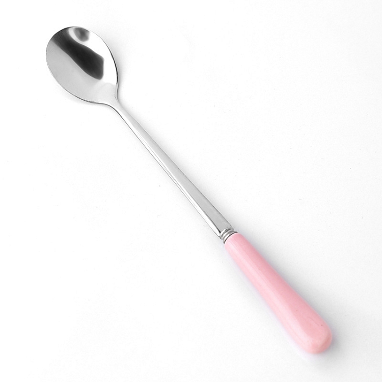 Creative ceramic stainless steel spoon stainless steel ice cream scoop coffee candy color stainless steel ceramic spoon