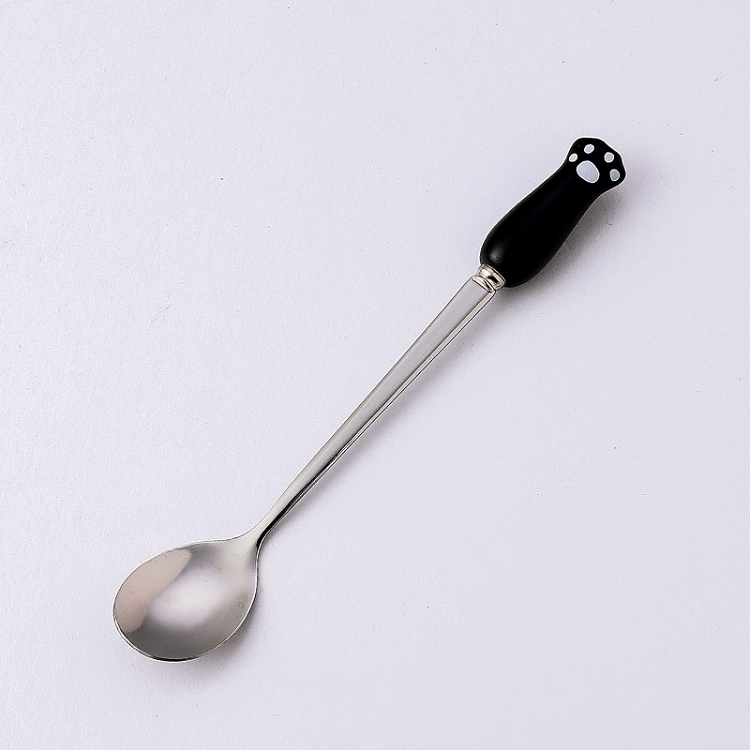 Creative ceramic handle stainless steel spoon contracted stainless steel coffee spoon stir personality with wooden handle stainless steel spoon