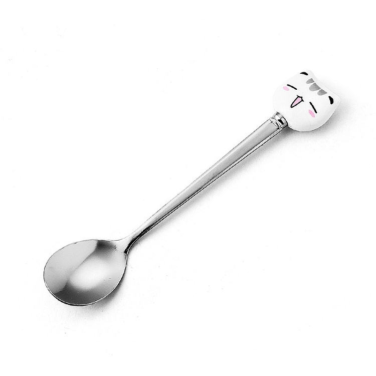 Stainless Steel Cutlery Creative Heart Shaped Ice Spoon Ceramic Handle Hot LS 