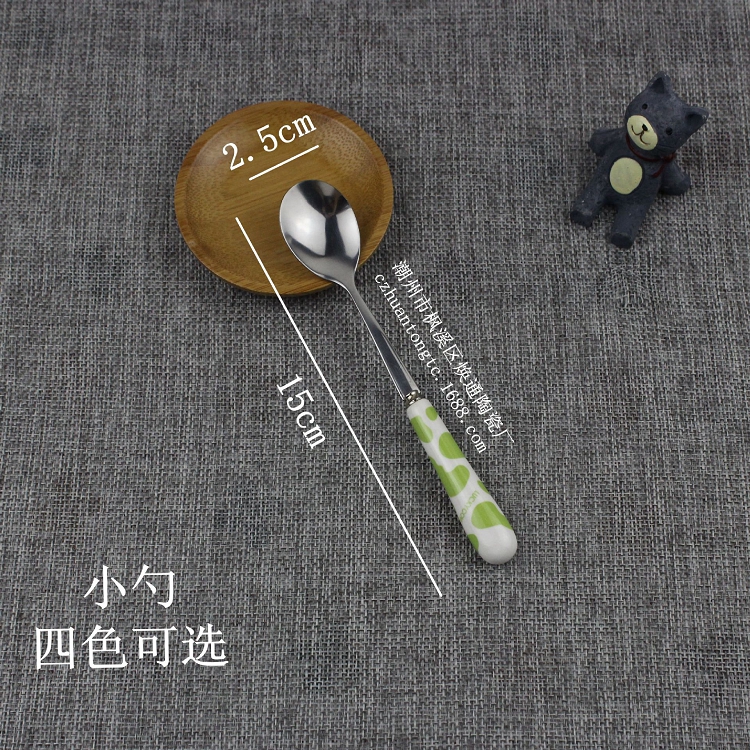 Cow cartoon stainless steel knife and fork spoon ceramic handle household western-style stainless steel tableware creative steak knife and fork spoon