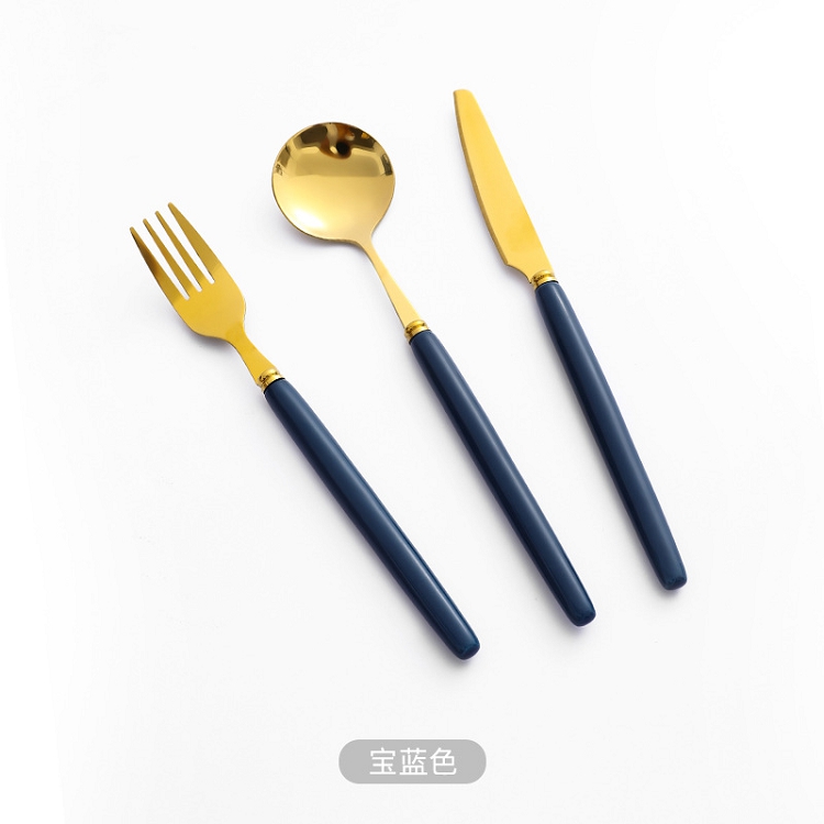 Creative stainless steel knife and fork lovely girl color long handle knife and fork spoon luxury stainless steel coffee spoon fruit fork
