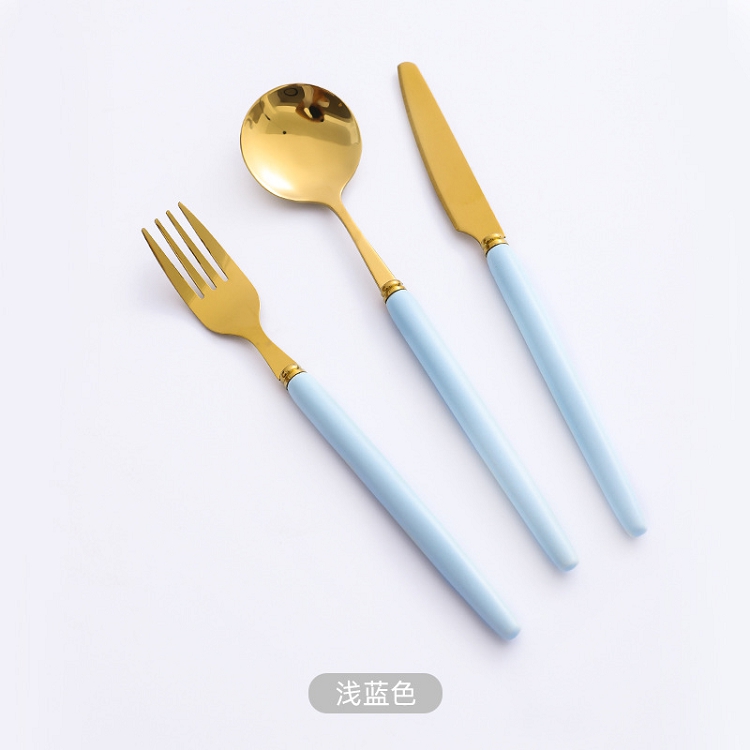 Creative stainless steel knife and fork lovely girl color long handle knife and fork spoon luxury stainless steel coffee spoon fruit fork