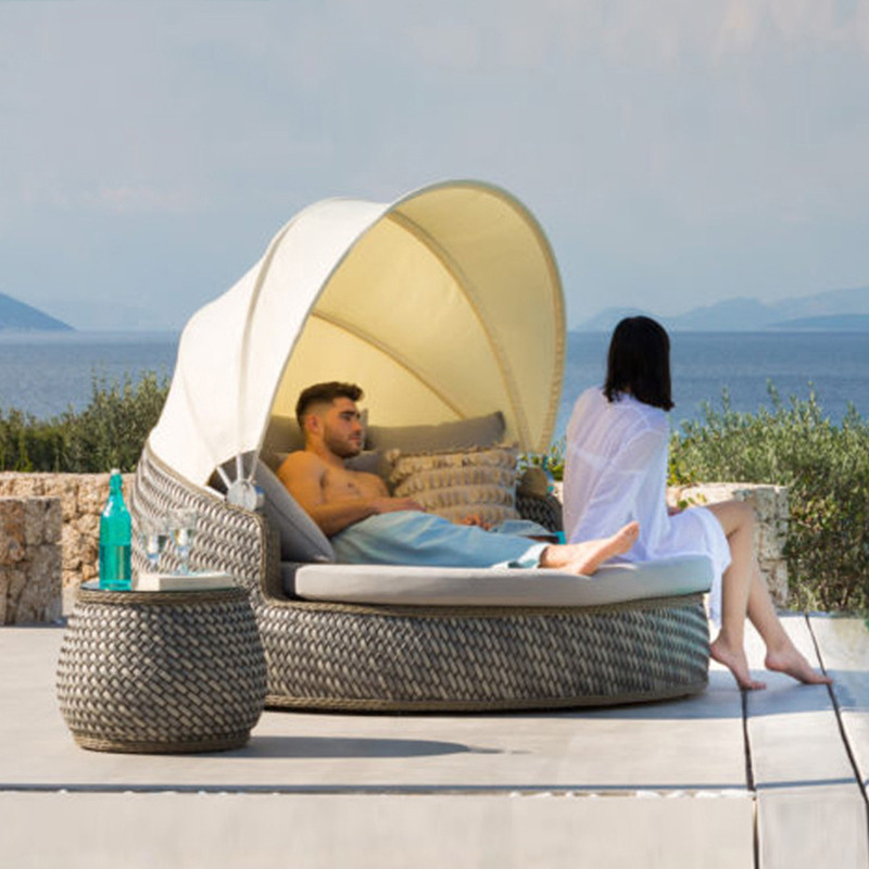 Outdoor Garden Cast Aluminum Rattan Lounge Table Chair Set Furniture Sofa Set