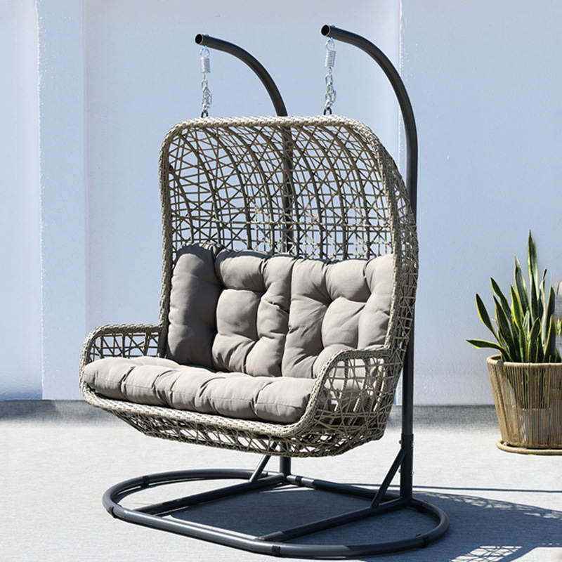 2021 Hot Selling Indoor Hanging Rattan Wicker Double Seat Garden Egg Chairs Factory Delivery Patio Outdoor Swing Chair