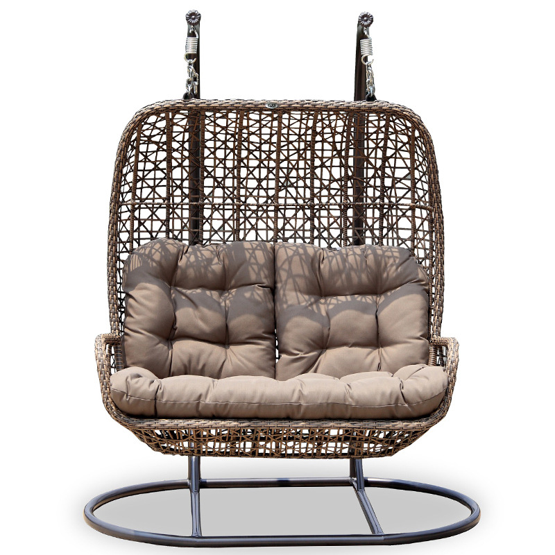 2021 Hot Selling Indoor Hanging Rattan Wicker Double Seat Garden Egg Chairs Factory Delivery Patio Outdoor Swing Chair