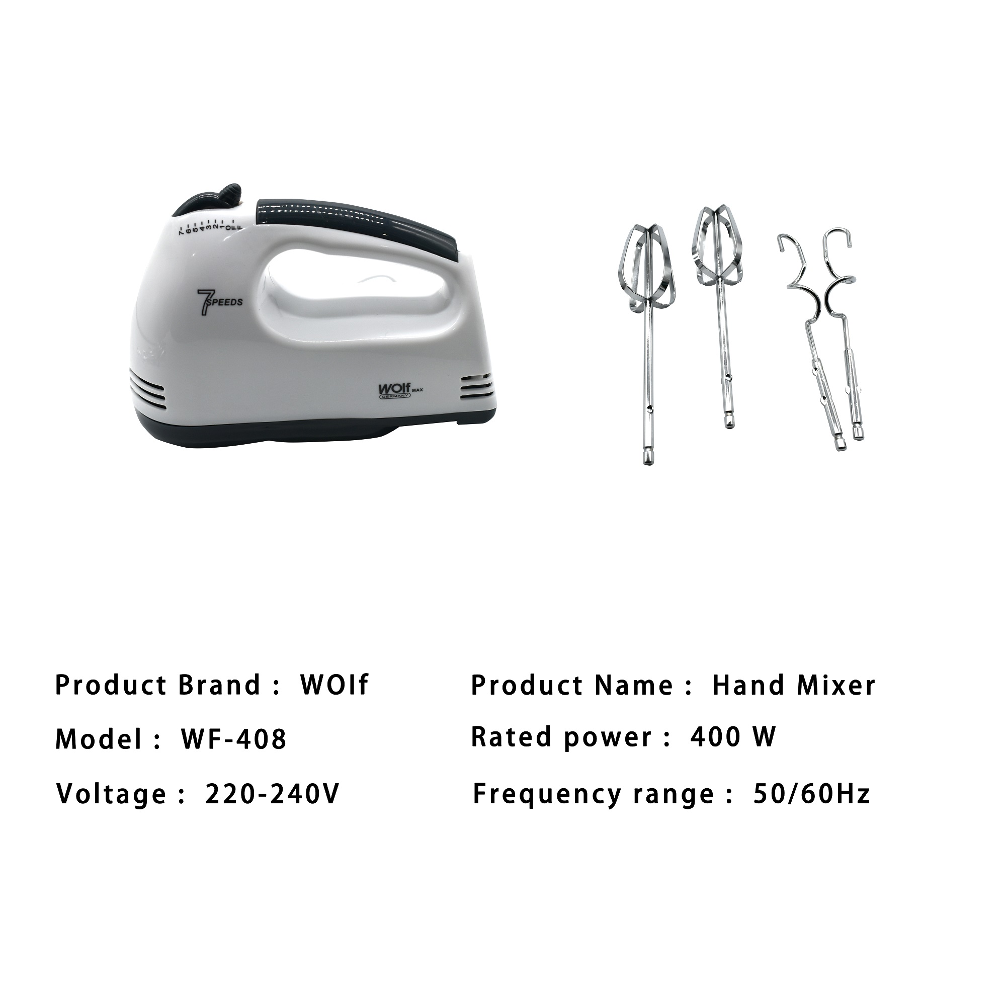 Wolf Max-WF-408 high quality 7 speed electric hand cake mixer food mixers