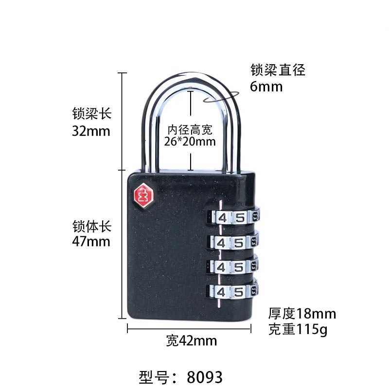 Cross-border hot four password lock alloy solid gym security anti-theft manufacturers direct multi-   wholesale