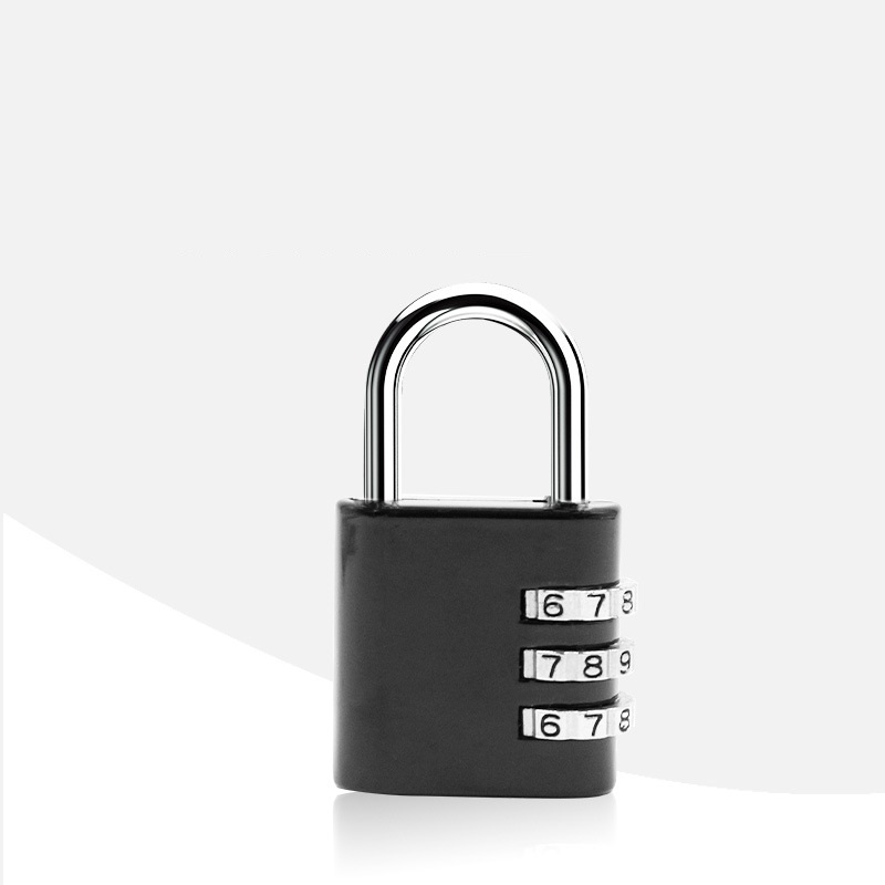 Black 3-digit   alloy password padlock anti-theft square lock body Luggage bag apartment supermarket lock 8082