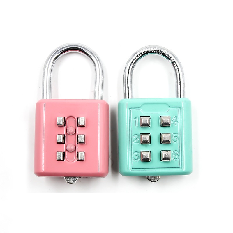 6 digit   alloy key code lock fixed password blind padlock can be traced paint plating 8030D