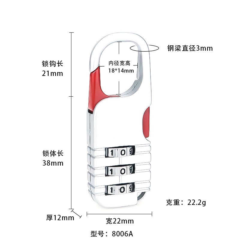 Wenzhou lock factory alloy password lock stationery bag locker 3 digital small padlock manufacturers direct sales