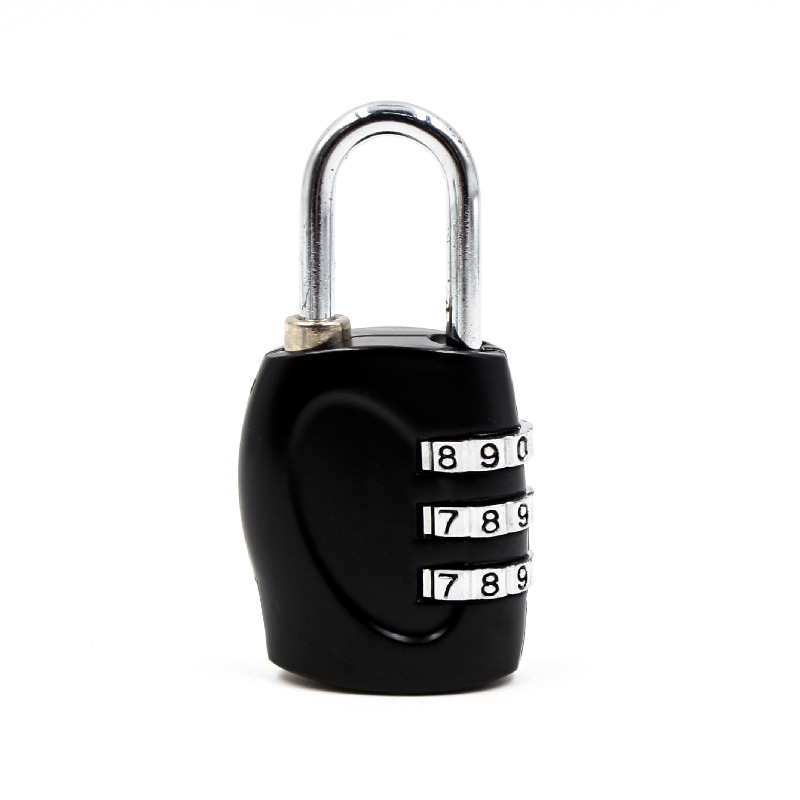 Black 3-digit combination lock gym bag pull lever box lock password padlock