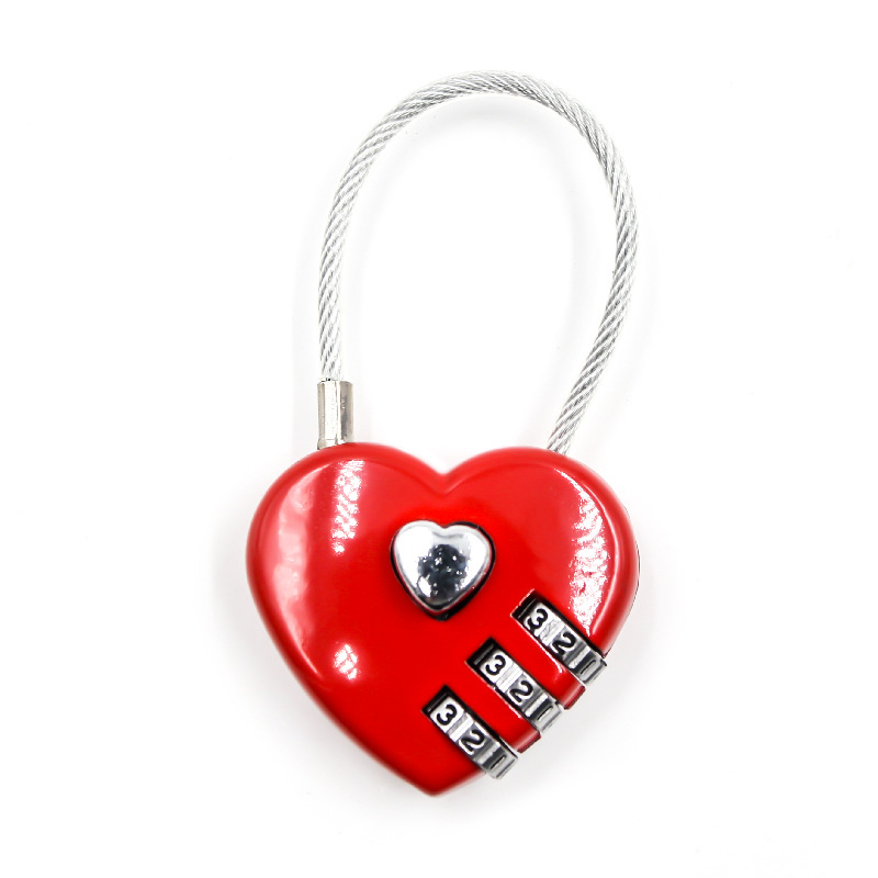 Steel wire code lock couples gym luggage bag love shaped mechanical code padlock concentric lock stationery gun lock