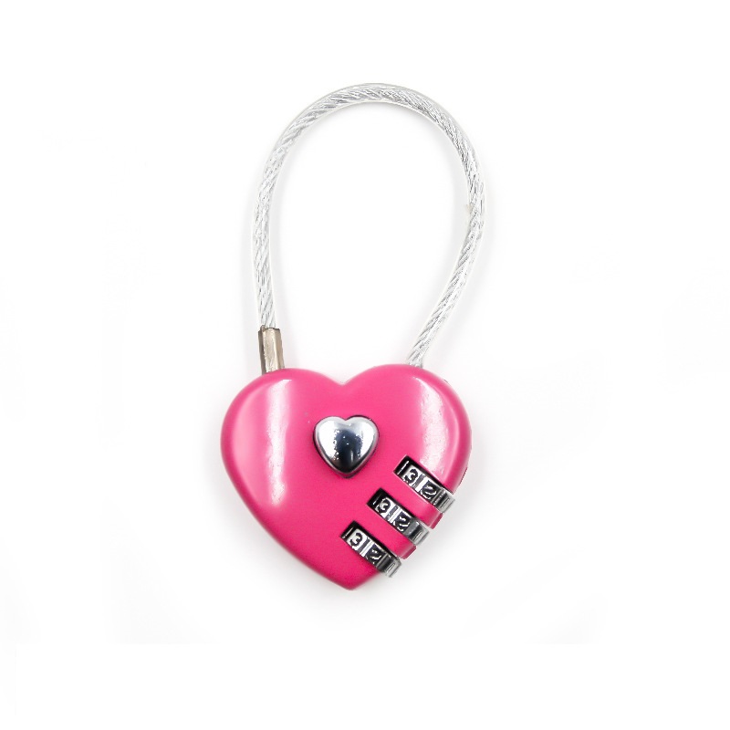 Steel wire code lock couples gym luggage bag love shaped mechanical code padlock concentric lock stationery gun lock