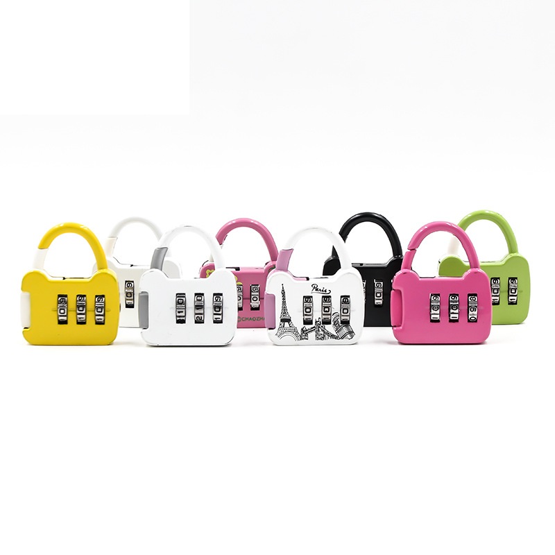 Cartoon metal number combination lock luggage lock pull bar box lock Mini padlock gym gift stationery lock