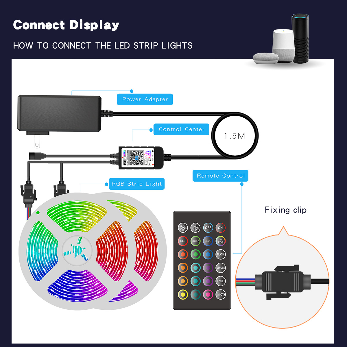 New 5050 Lamp With WiFi Lamp With Set LED Lighting APP Remote Control Alexa Smart Product Input voltage 12 (V) LED