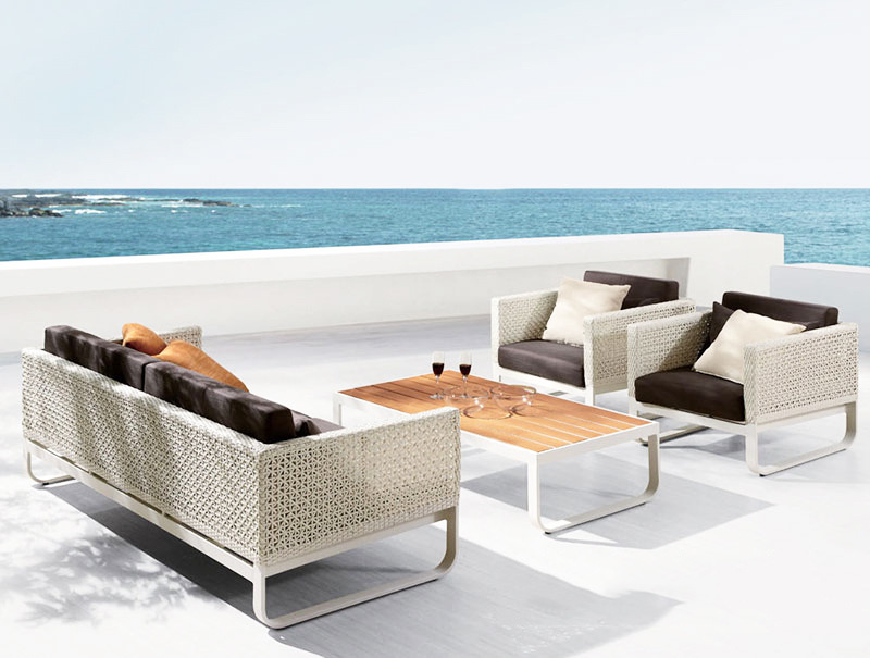 Factory Rattan Outdoor Mesh Recliner Furniture Garden sets Aluminum Lounger Chair Beach Sun Lounger for Hotel Swimming Pool