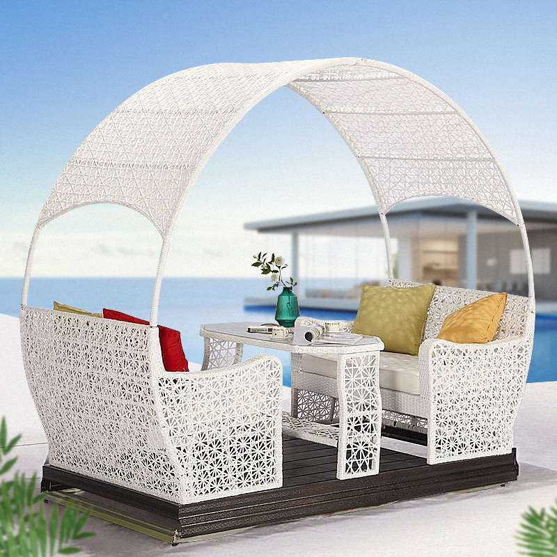 Modern outdoor patio swing chair chair for 4 people and tea table